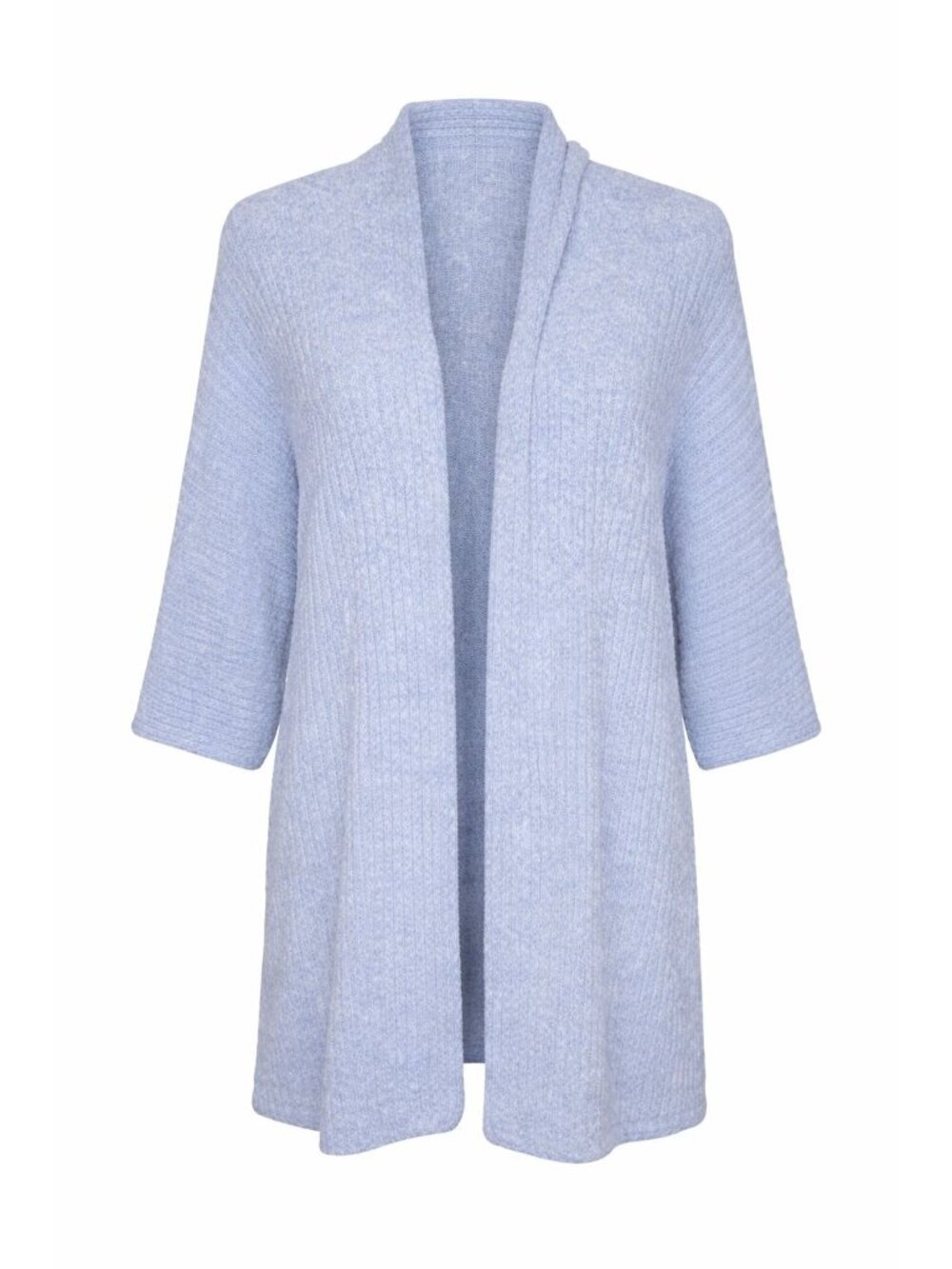 Chicos Open Front Blue Ribbed Knit Cardigan/Poncho L/XL Poncho Cozy Lounge